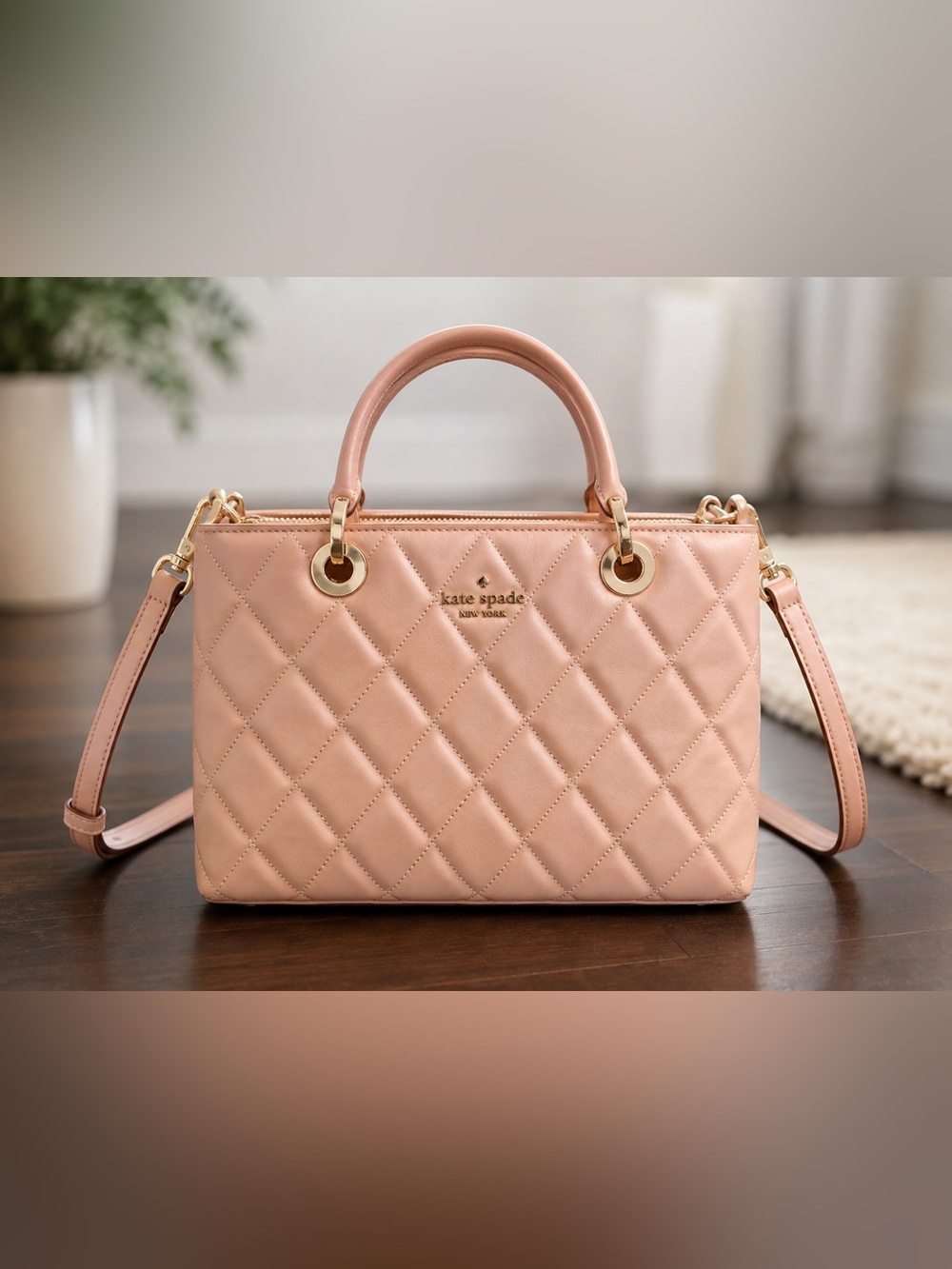 kate spade Quilted Satchel in Blush